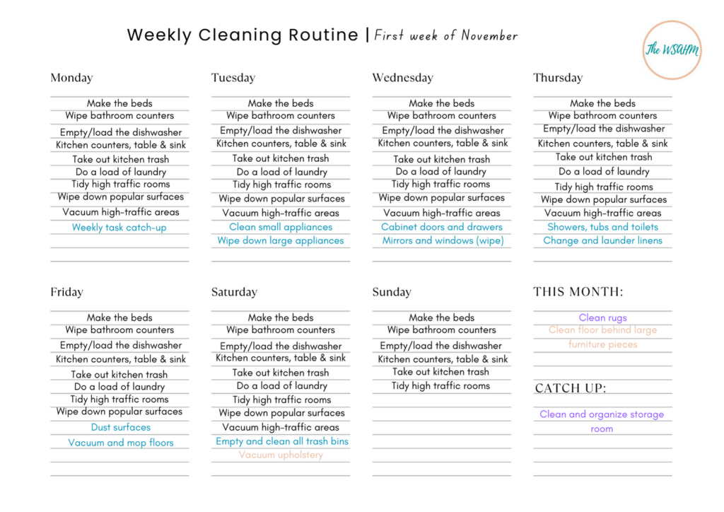 List of Weekly Household Chores